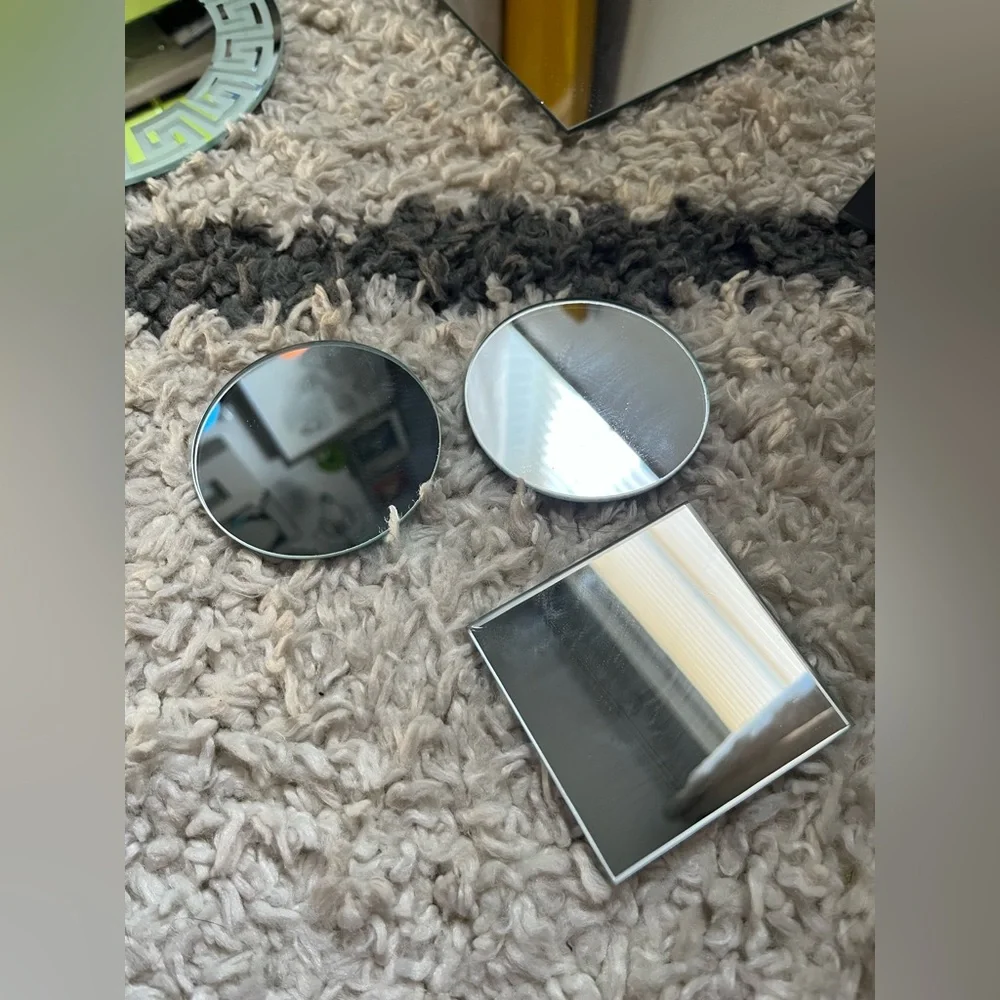 7 Piece Circle Square Etched Mirror Set
